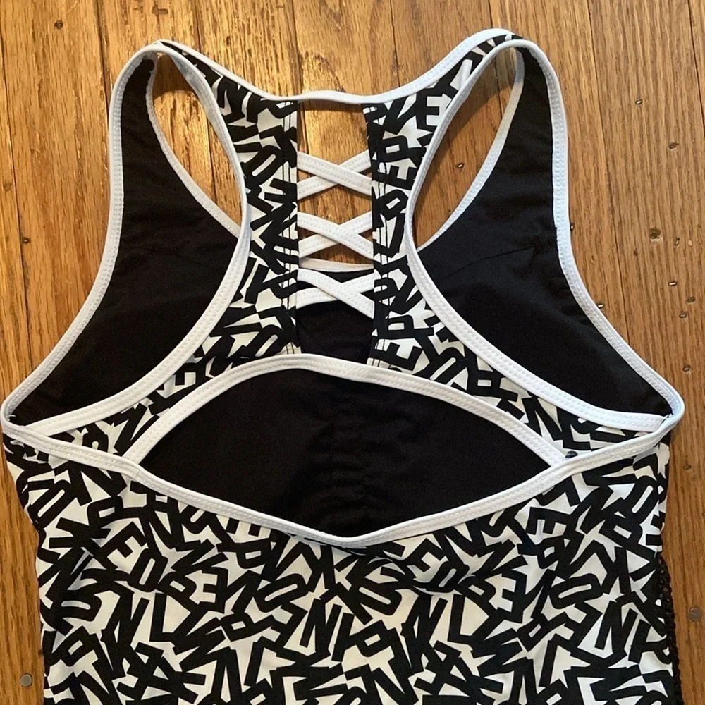 Unbranded Tankini Sports Top Mixed Letter Print Mesh Sides Opening On Back S - Picture 7 of 9